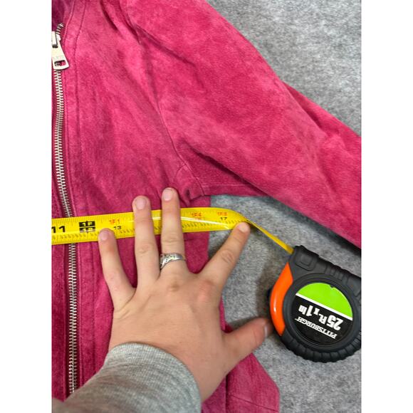 Bagatelle NYC Jacket Womens Large Pink Suede Leather Full Zip Motor Biker Grunge - Picture 2 of 5